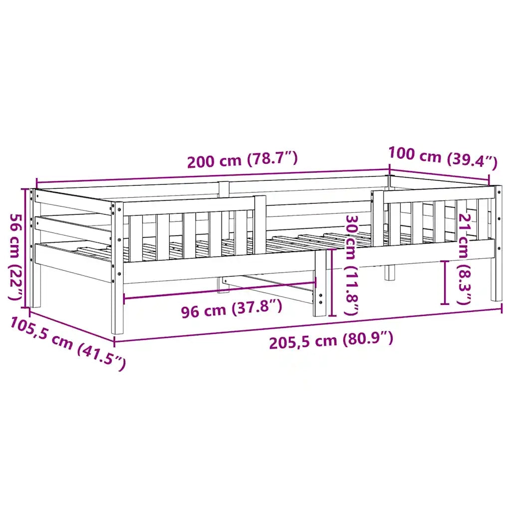 Letto singolo | Letto per adulti | Letto senza Materasso Marrone Cera 100x200 cm in Legno di Pino