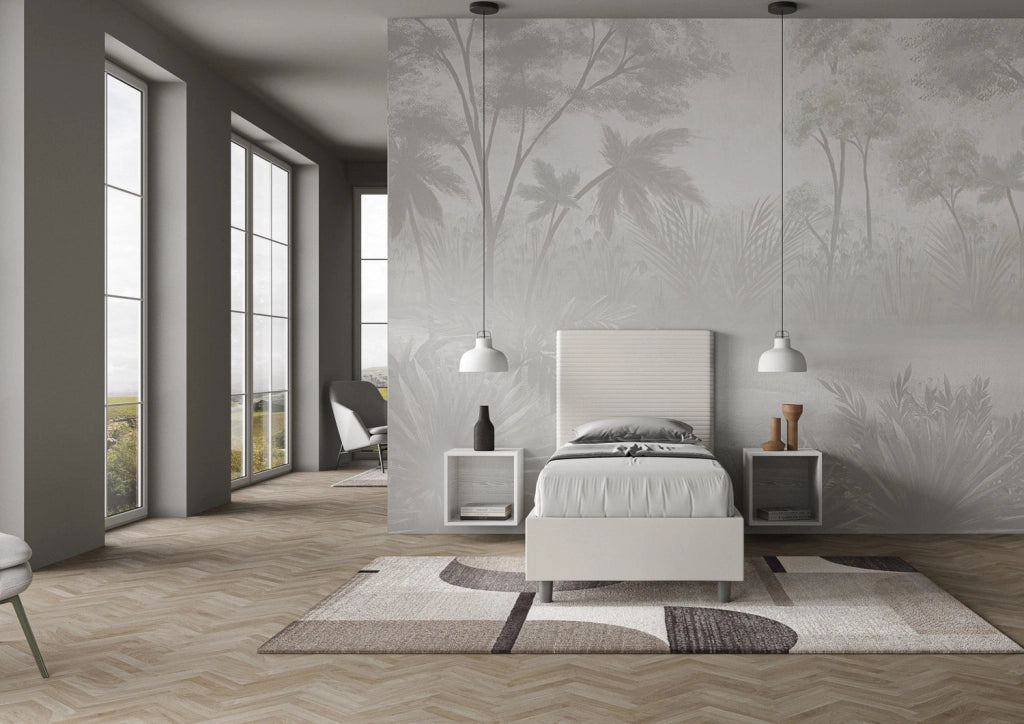 Letto Singolo 100x210 cm con Rete e Contenitore Focus Bianco