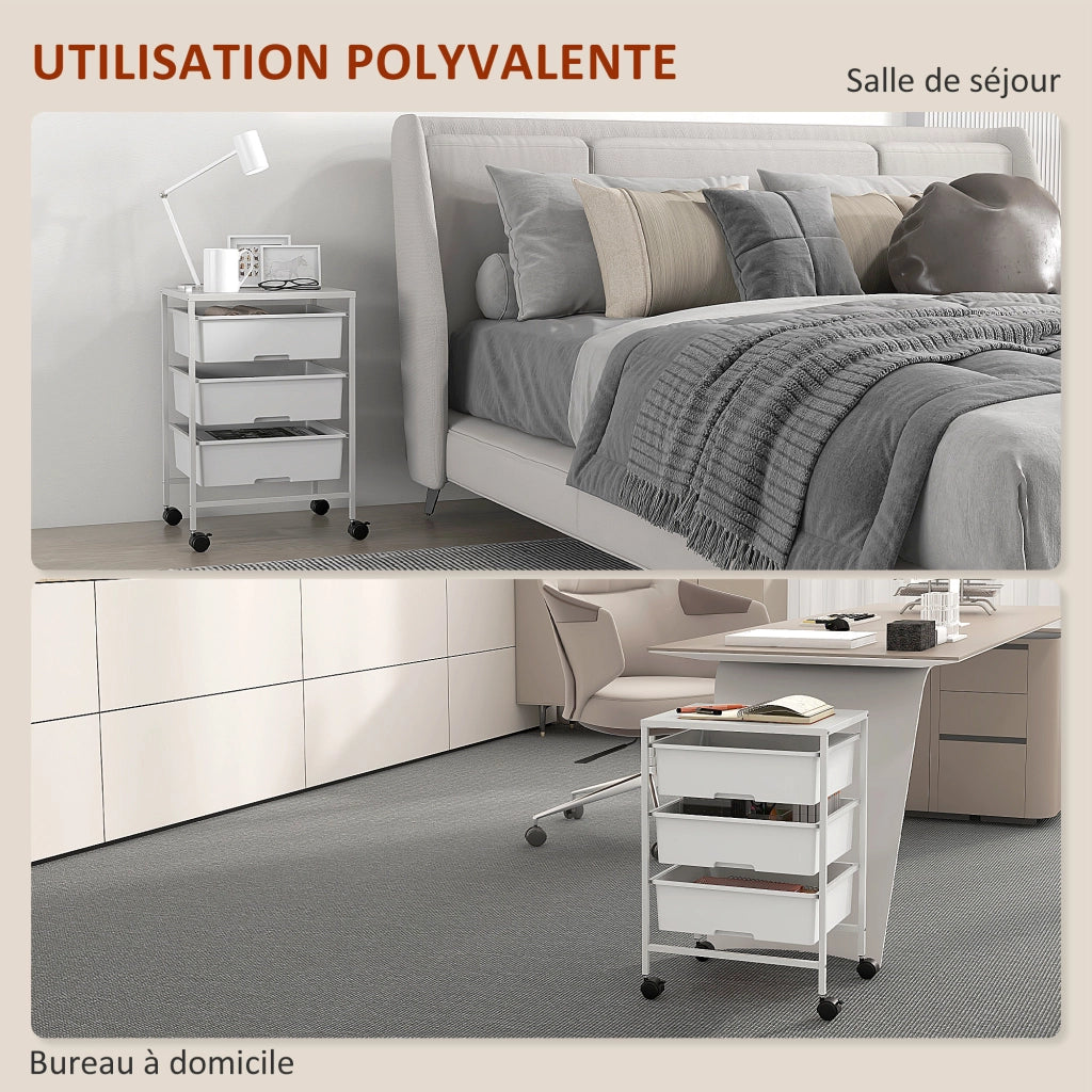 Carrello di servizio con 3 ripiani e cesti ¨C zephmum ¨C acciaio