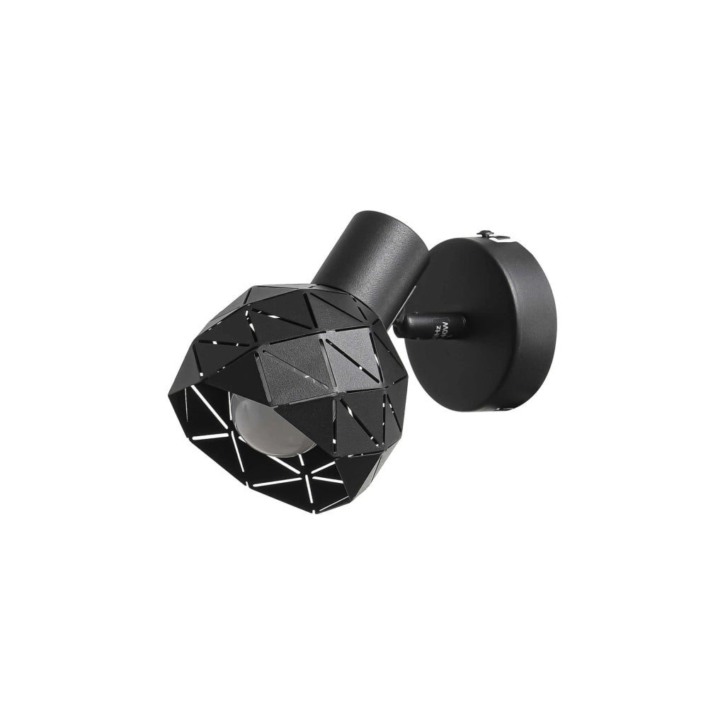 Applique Reus nera 1 luce E14 metallo Light Prestige