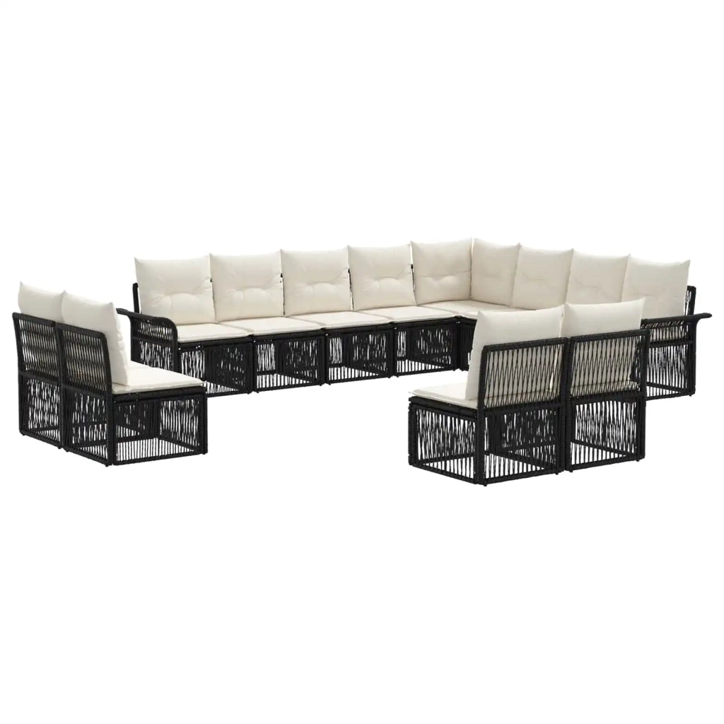 Set Divano da Giardino 12 pz Nero polyrattan 3434986