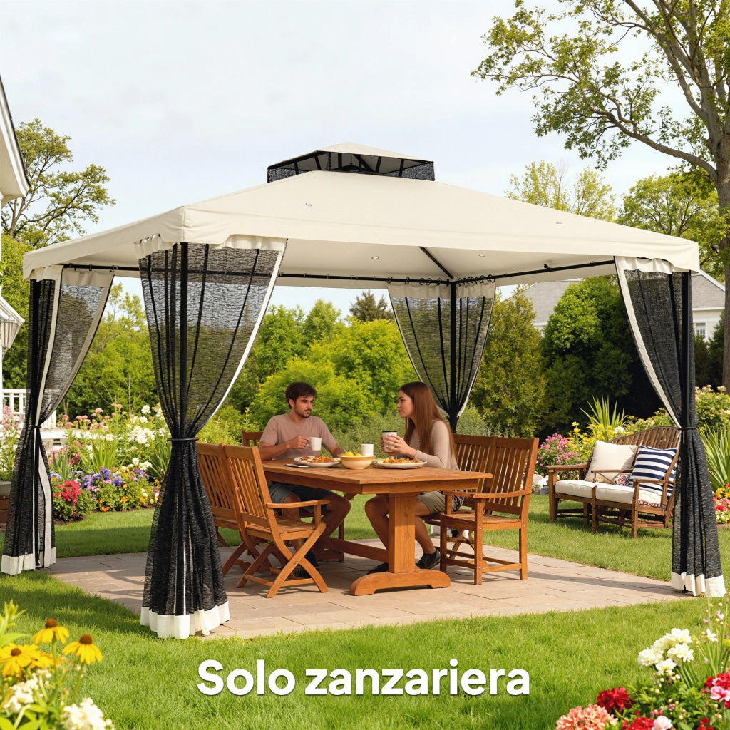 Zanzariera per Gazebo ¨C Minimal ¨C Nero e Beige 335x207cm