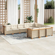 Set Divano da Giardino 10 pz con Cuscini Beige in Polyrattan 3262033