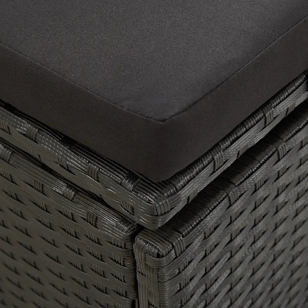 Lettino Prendisole con Cuscini in Polyrattan Nero 46224