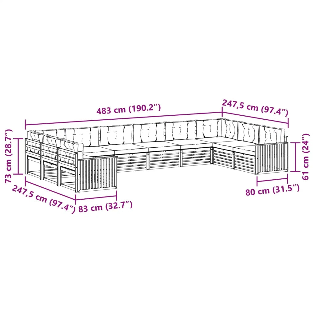 Set divani Legno di Acacia Massello 3391232