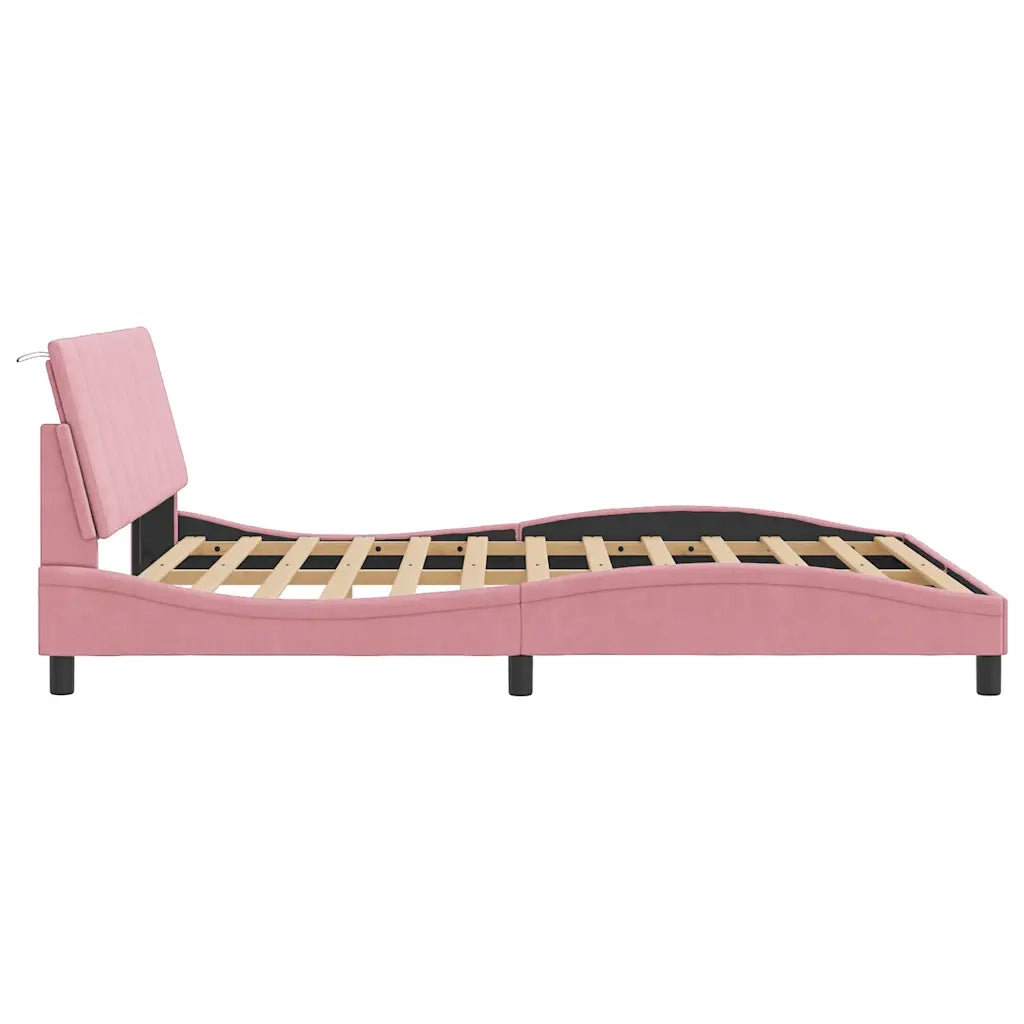 Letto matrimoniale | Letto per adulti | Giroletto senza Materasso Hanko Rosa 160x200 cm in Velluto