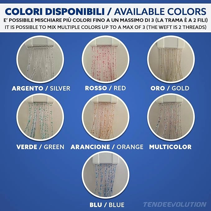 Tenda Antimosche Modello GLIT in PVC, Plastica Multicolor | Largh. 1m x Alt. 2,20m | Protezione Insetti, Porta, Esterno, Interno
