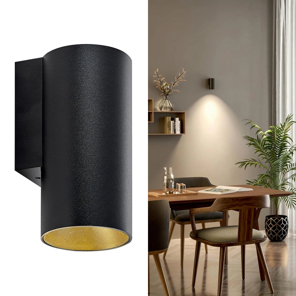 CAN applique moderno da parete LED attacco 1x GU10 lampada cilindro muro luce ingresso corridoio camera da letto 230V COLORE NERO