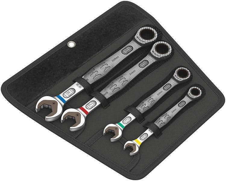 Wera 05073290001 JOKER Set di Chiavi Combinato a Cricchetto 4 Pezzi 10-13-17-19 mm con Custodia Pieghevole colore Acciaio inossidabile