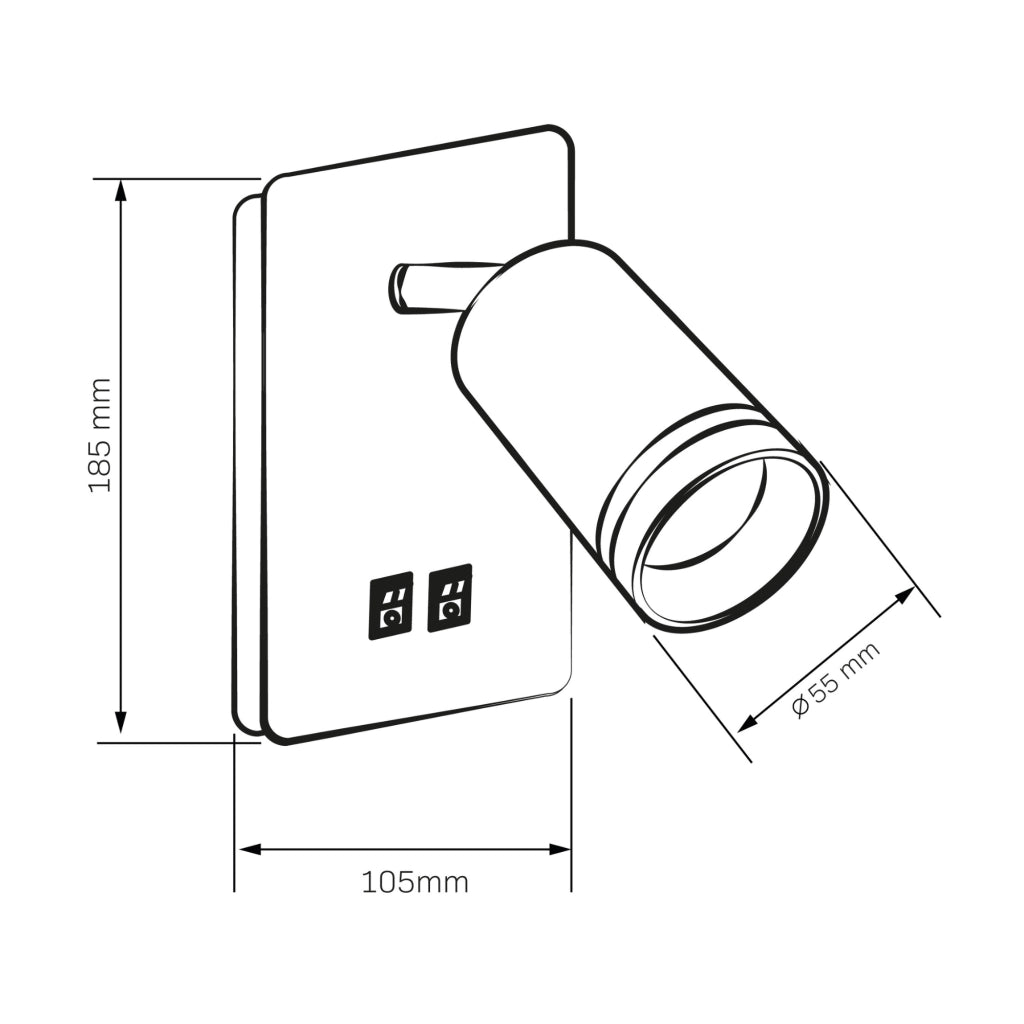 Applique LED 6W + GU10 nera con interruttore Paris Polux