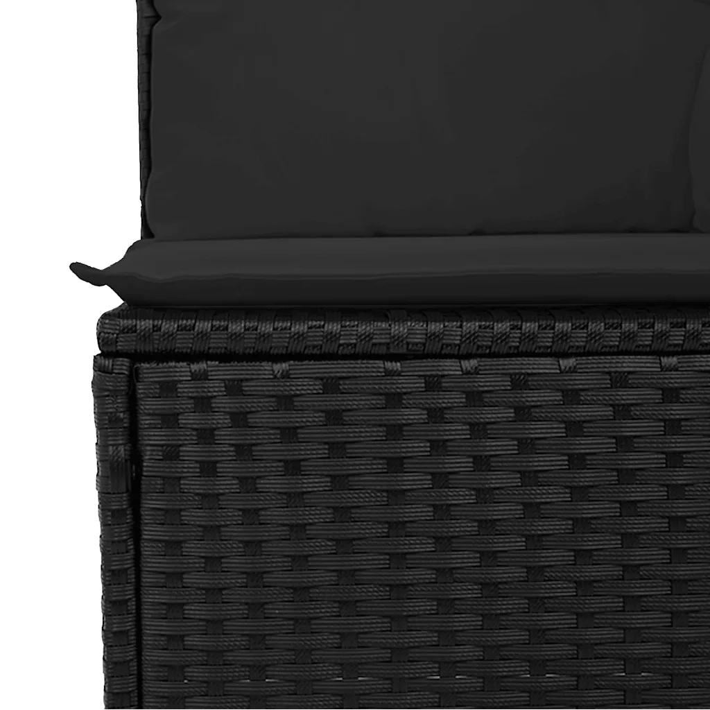 Divano da giardino con cuscini 2 posti nero in polyrattan 365963