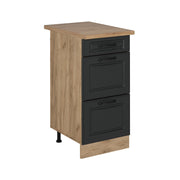 Vicco Mobiletto base per cucina Antracite casa di campagna 40 cm con cassetti, PL Rovere