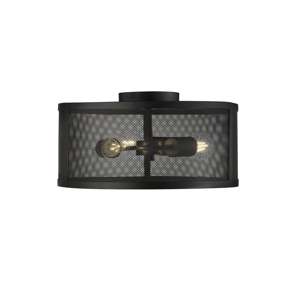 Applique Industrial-Nordico Rete Acciaio Nero 3 Luci E27