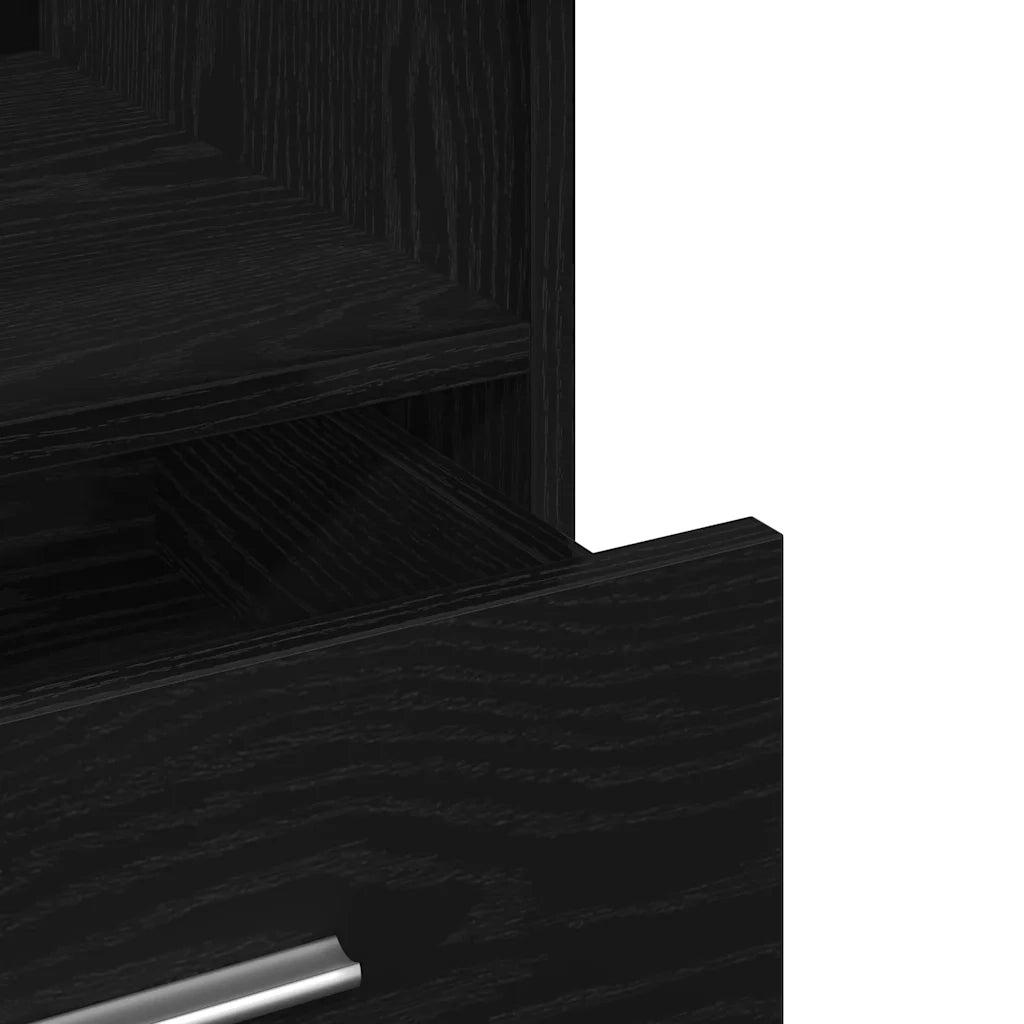 Podio con ruota Rovere Nero 55 x 55 x 107 cm Legno multistrato 862299
