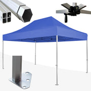 Gazebo 3x4,5 m blu SENZA laterali pieghevole alluminio piantone esagonale 45mm portatile estendibile richiudibile estensibile acciaio per fiere eventi stand chiosco tenda tendone mercato mercatino