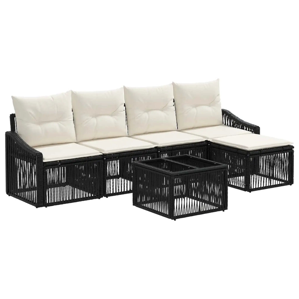 Set Divano da Giardino 6 pz Nero polyrattan 3435994