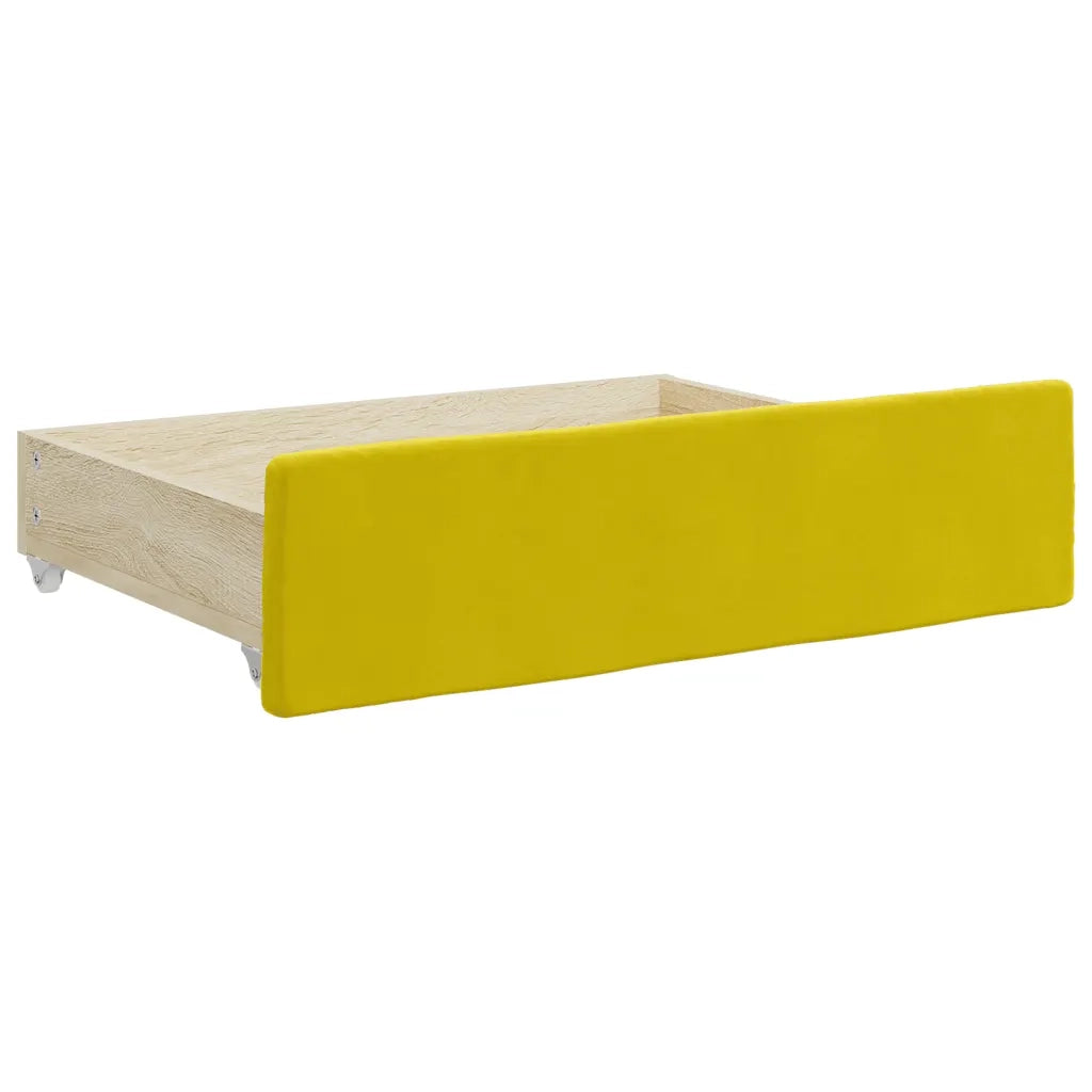 Cassetti da Letto 2pz Gialli in Legno Multistrato e Velluto 833921