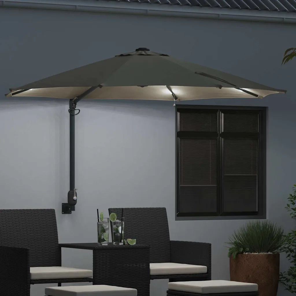 Ombrello da giardino Beige e Nero 248 x 248 x 148 cm