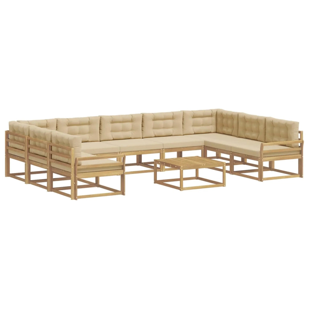 Set di divani da esterno con cuscino 10 pcs Bianco e Beige 3387072