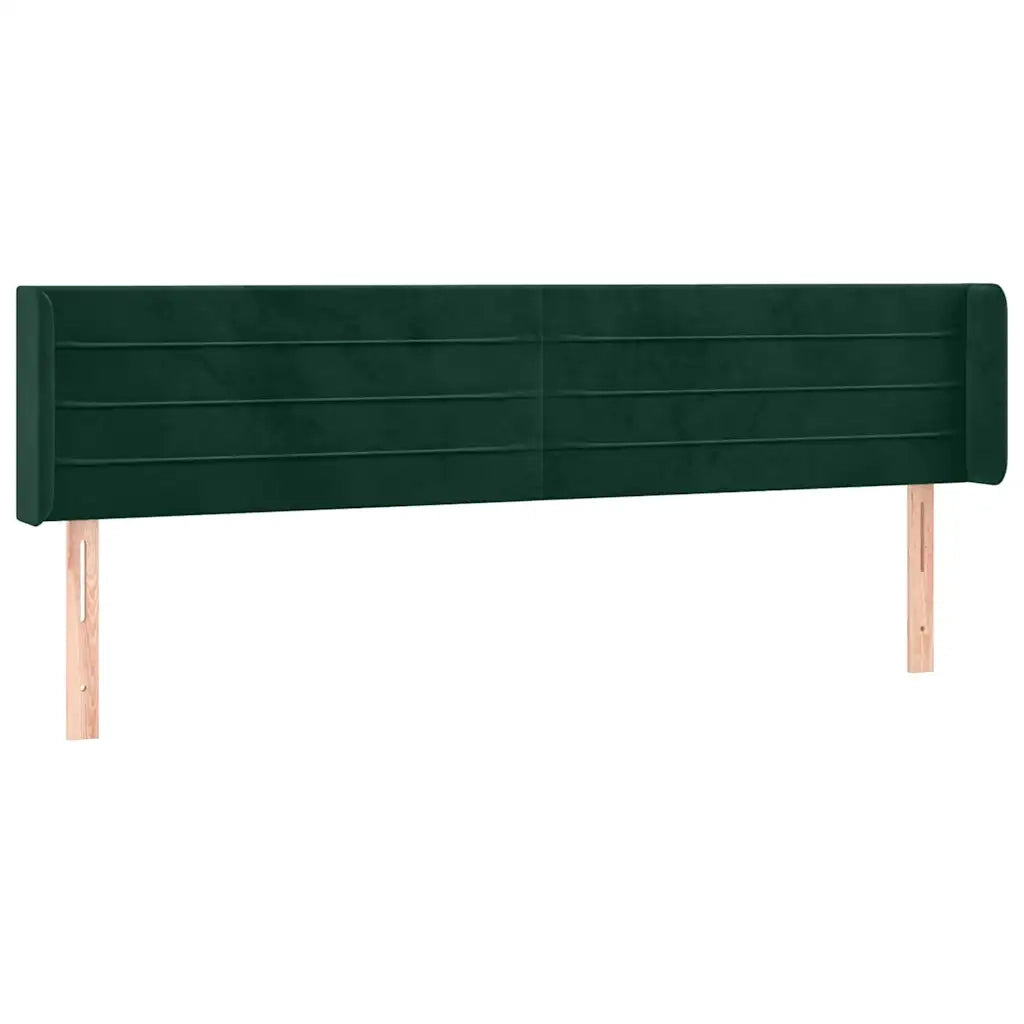Testiera ad Orecchio-Testata con Orecchie Verde Scuro 163x16x78/88 cm in Velluto 612017