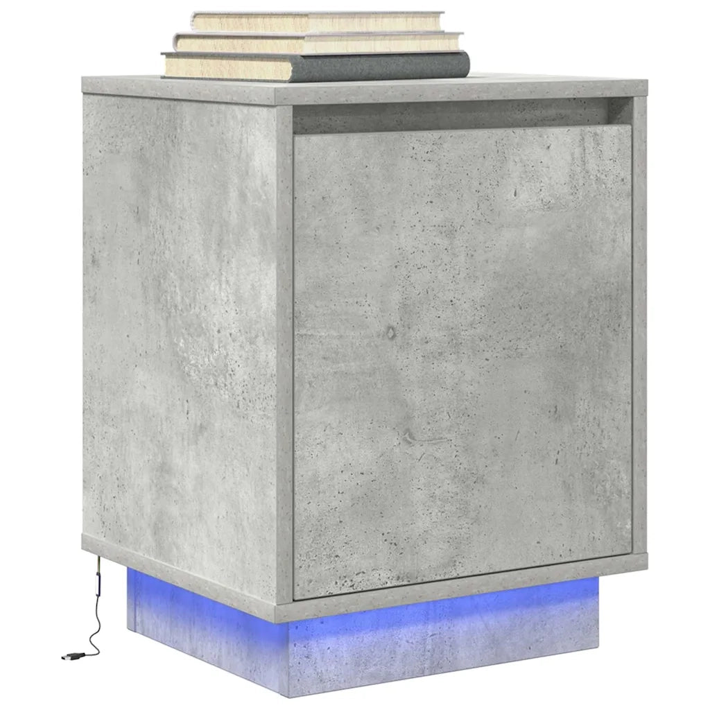 Comodini con Luci a LED 2 pz Grigio Cemento 38x34x50 cm 861272