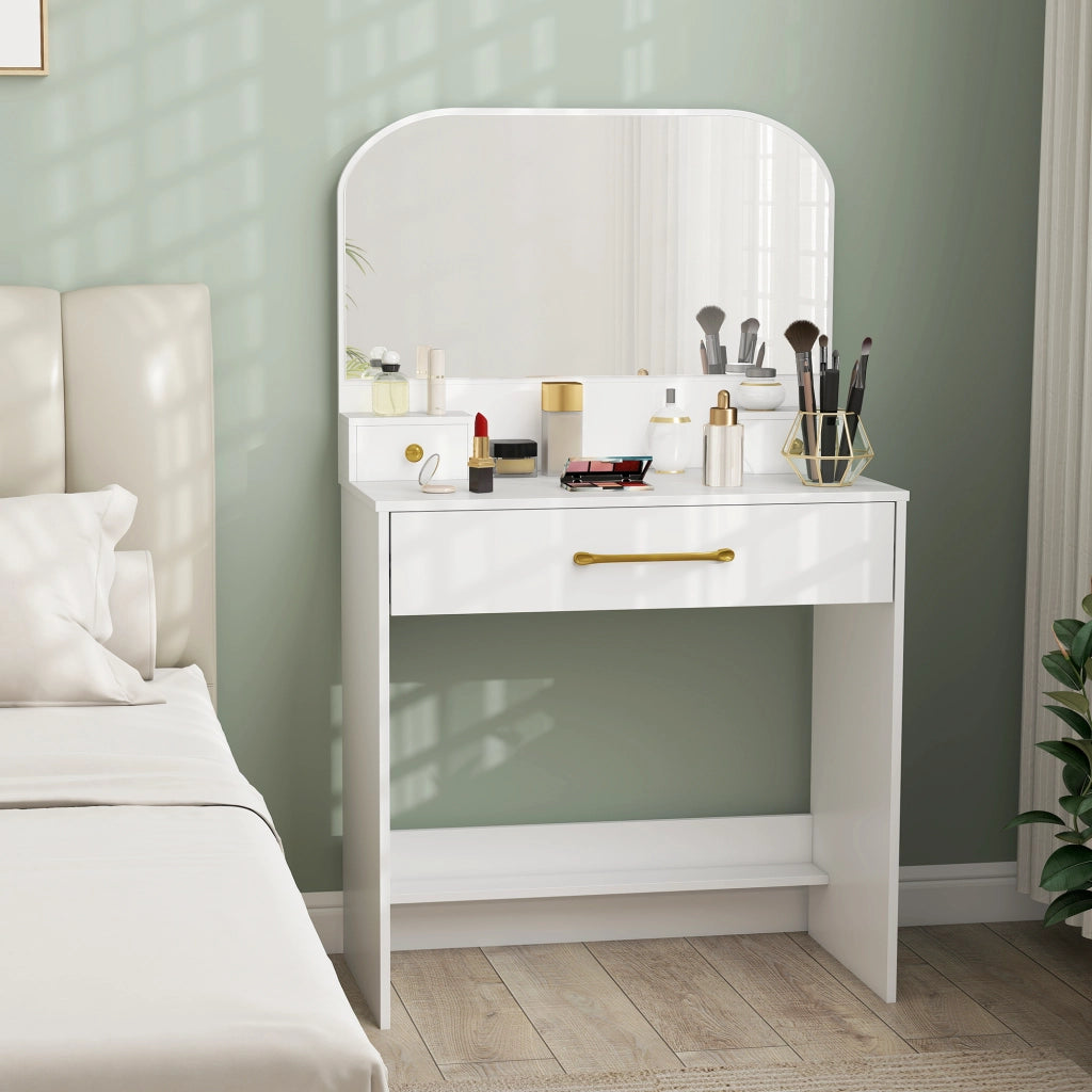 Toeletta con specchio e 3 cassetti ¨C Xylo ¨C Bianco compatto