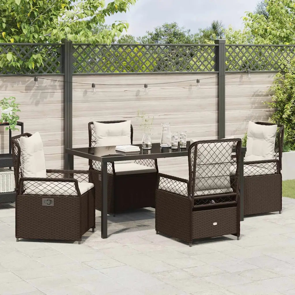 Set da Pranzo per Giardino 5 pcs Marrone polyrattan
