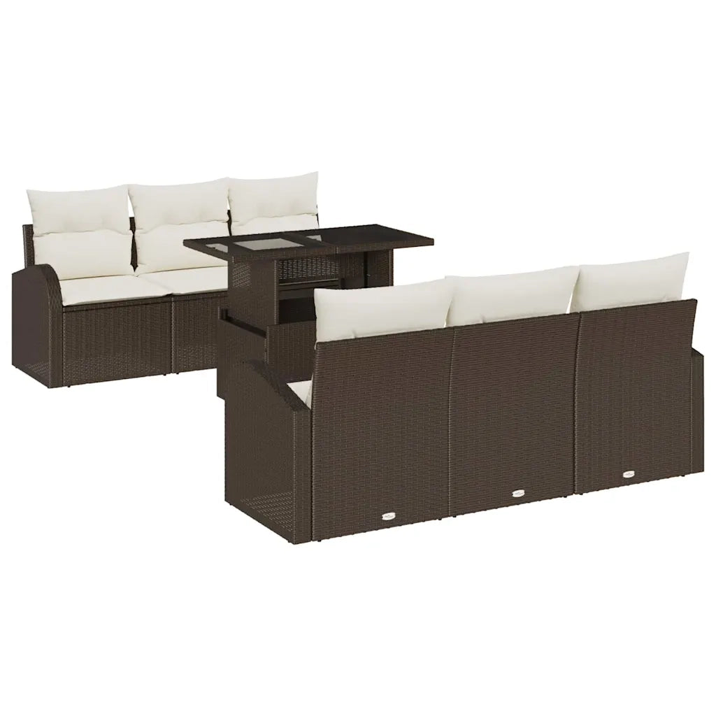 Set Divano da Giardino 7 pcs Marrone Rattan in Polipropilene 3357301