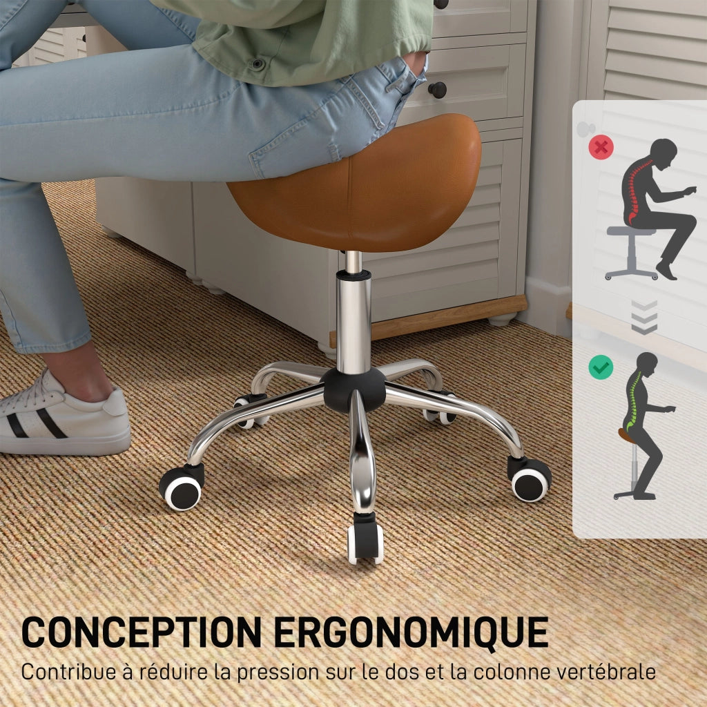 Sgabello ergonomico con rotelle e altezza regolabile ¨C Minimal ¨C Marrone 52x53x49-61cm
