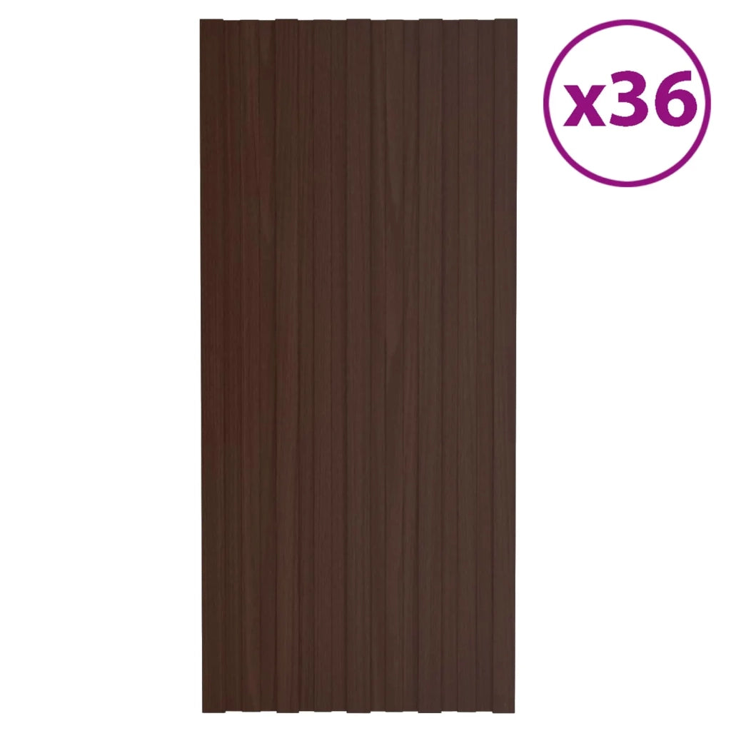 Pannello per tetto 36 pcs Marrone 100 x 45 cm Acciaio zincato 42047128