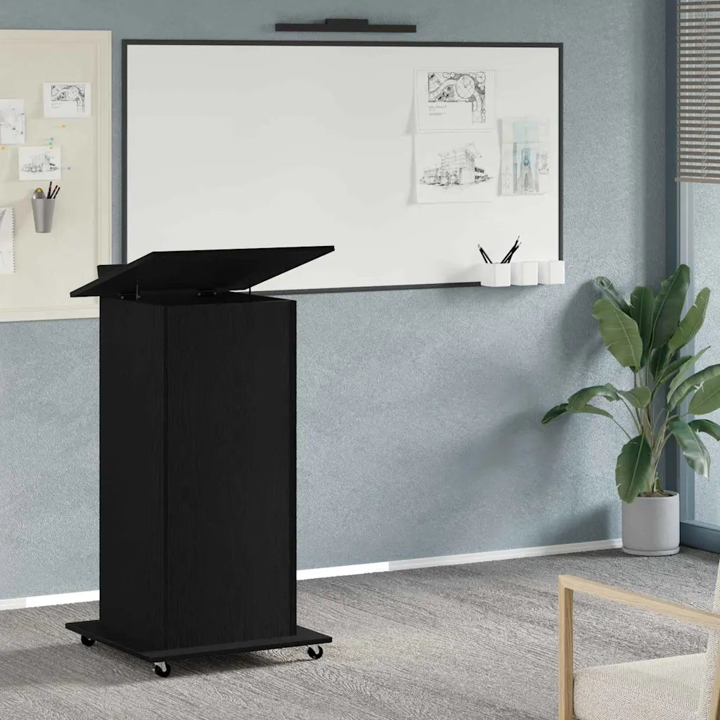 Podio con ruota Rovere Nero 55 x 55 x 107 cm Legno multistrato 862299