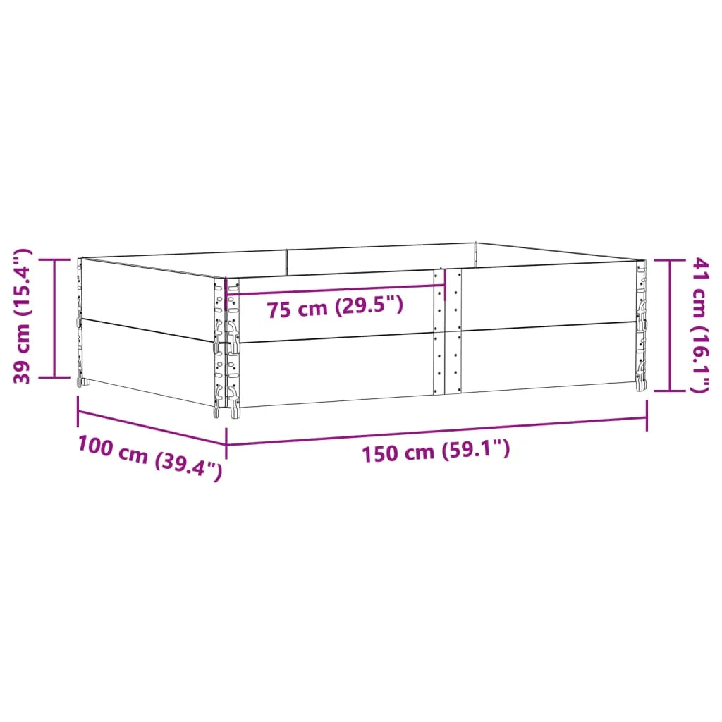 Fioriera rialzata per piante fiori terrazzo giardino 150 x 100 cm legno massello di pino marrone 02_0037416