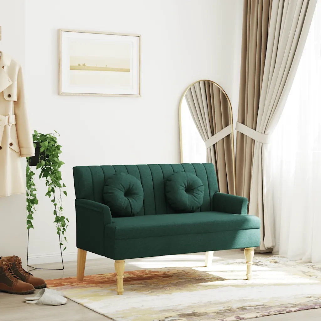 Panca con Cuscini-Sgabello-Divano Verde Scuro 113x64,5x75,5 cm in Tessuto