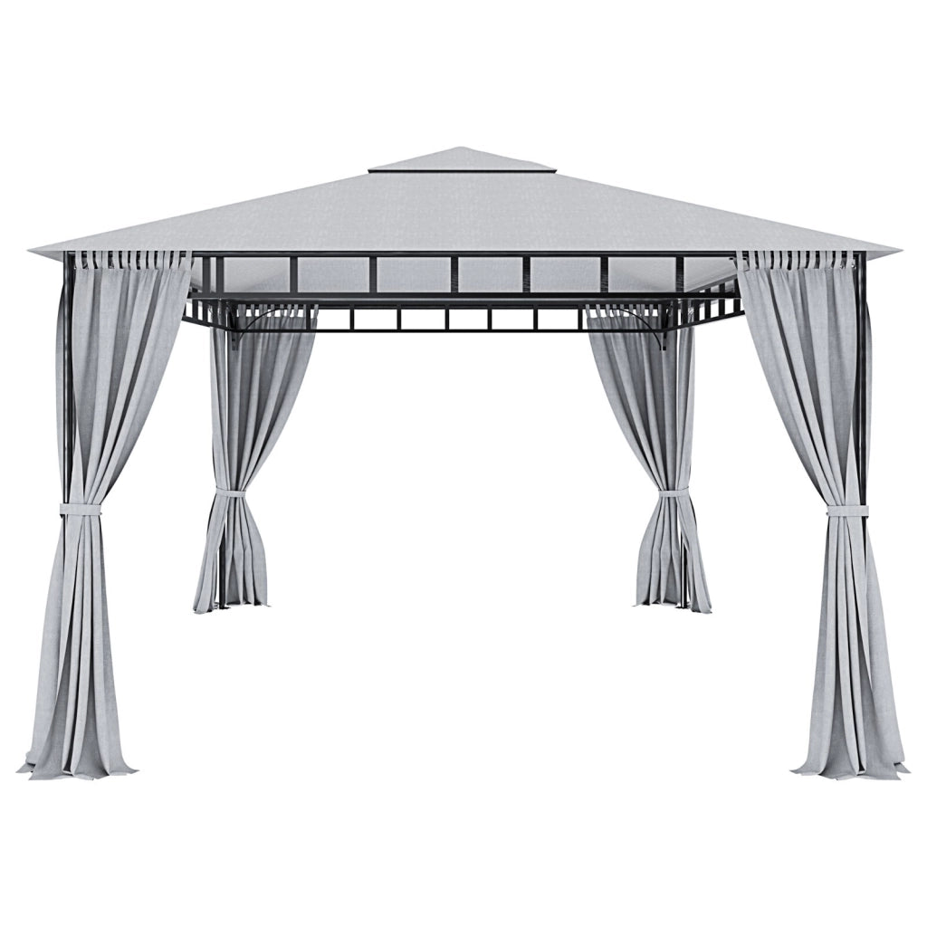 Gazebo Da Giardino 3 x 4 M Con Tende Laterali Richiudibili Struttura In Acciaio Robusto Copertura Impermeabile 180 g/m² Con 4 Teli Laterali Esterno Giardino Piscina Fiere Ombreggiante Privacy Grigio