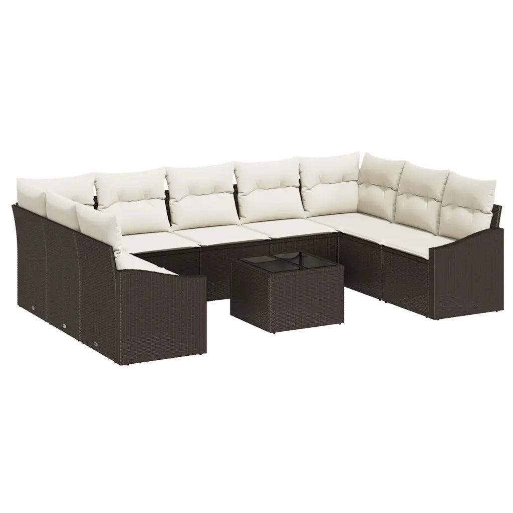 Set di divani con cuscino 10 pcs Marrone polyrattan 3346888