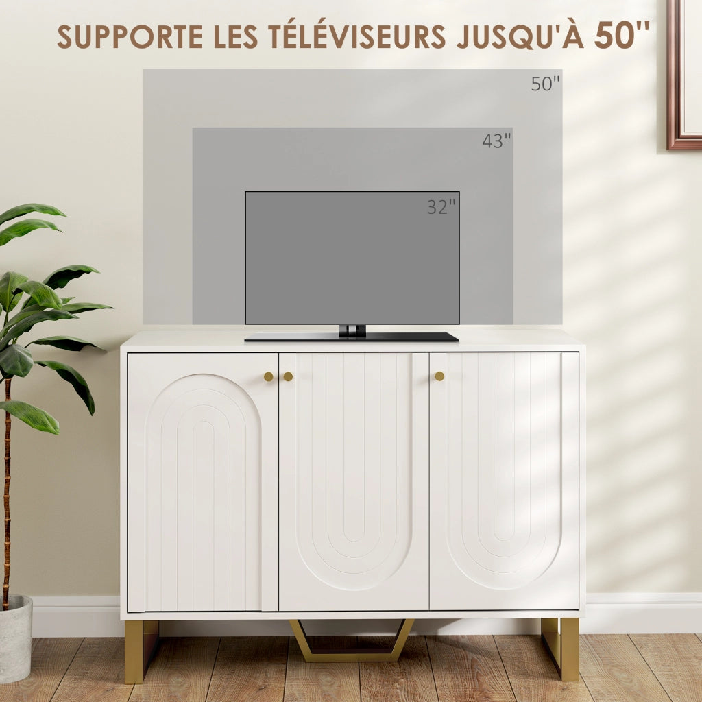 Mobile TV con cassetti e scaffali regolabili ¨C Minimal ¨C 106.5x35x77.5 cm, bianco