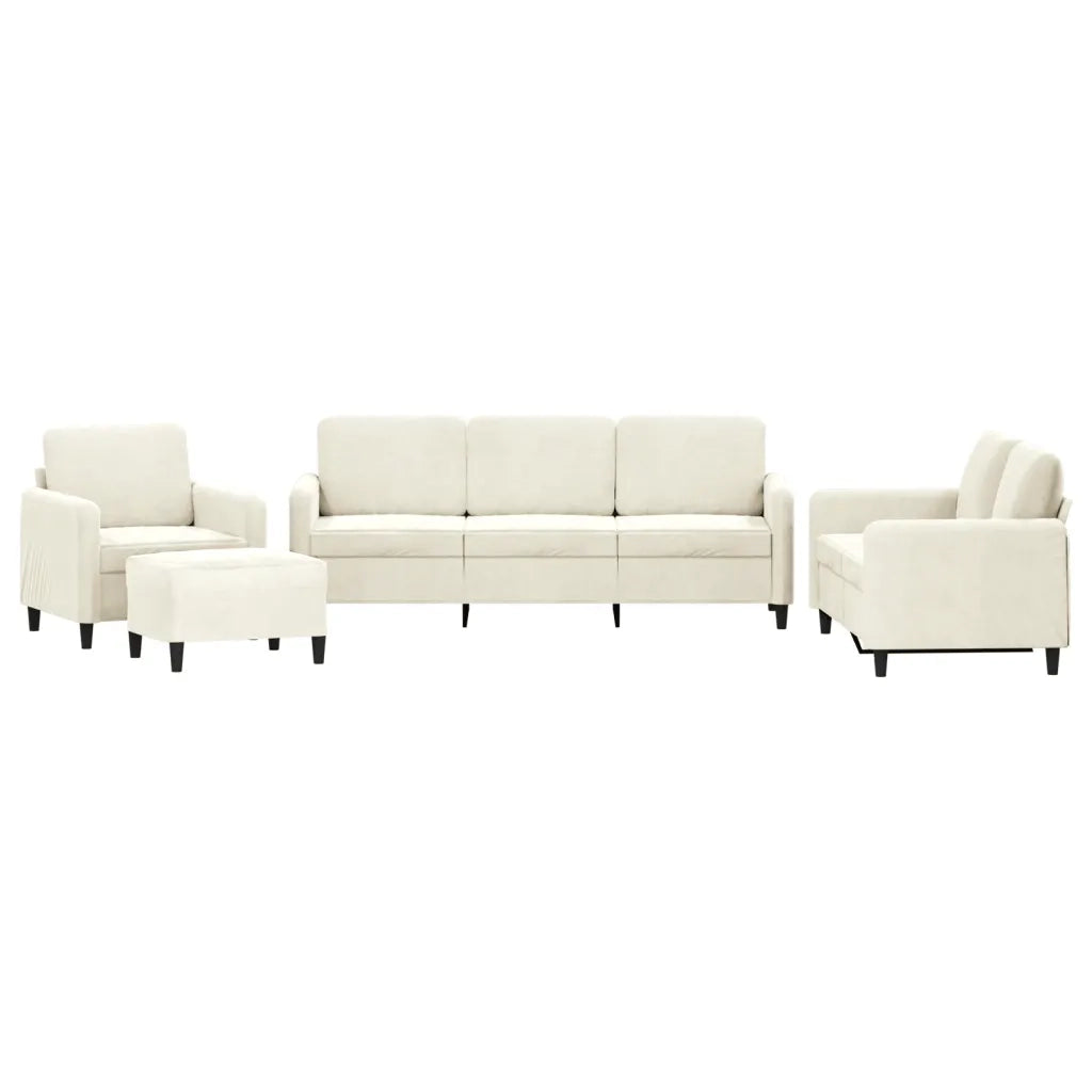 Set di Divani 4 pz Crema in Velluto 3201952