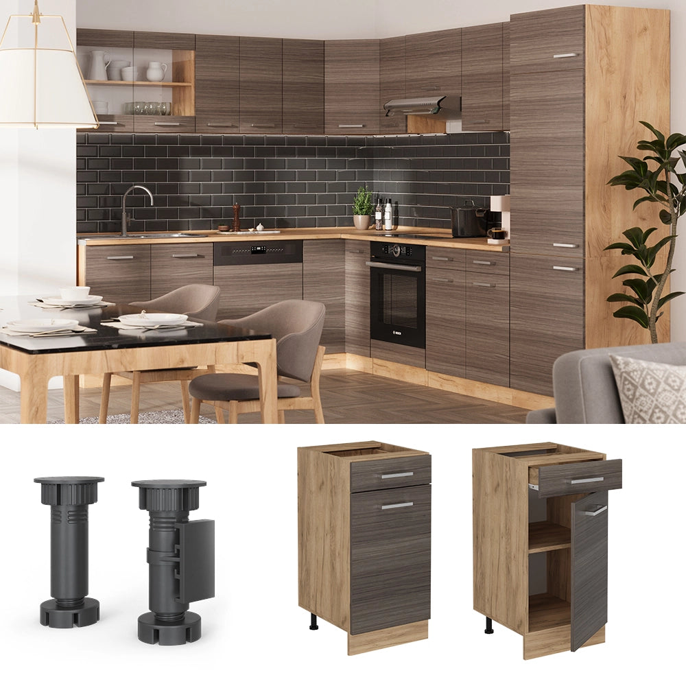 Vicco Mobiletto base per cucina Grigio nobile 40 cm PL Marmo