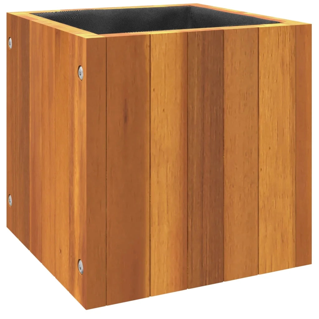 Vassoio per fioriera aiuola rialzata piante fiori terrazza giardino 25 x 25 x 25 cm legno massello di acacia marrone 02_0037480