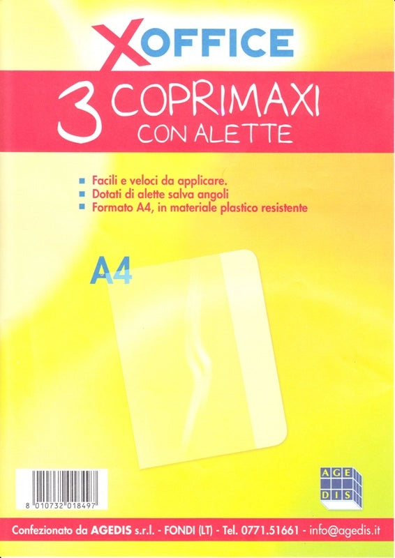 COPRI QUADERNO MAXI CON ALETTE 3PZ TRASPARENTE