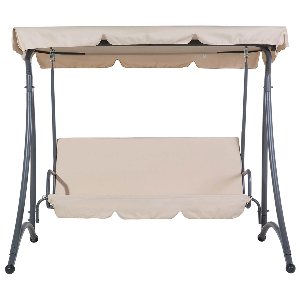 Altalena dondolo in Tessuto colore Beige Struttura In Acciaio 3 Posti con cuscini giardino esterno
