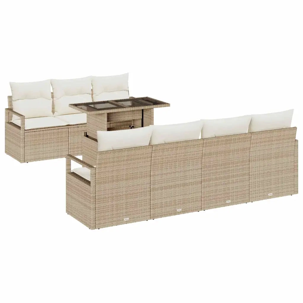 Set Divano da Giardino 8 pcs Beige Poly Rattan 3357504