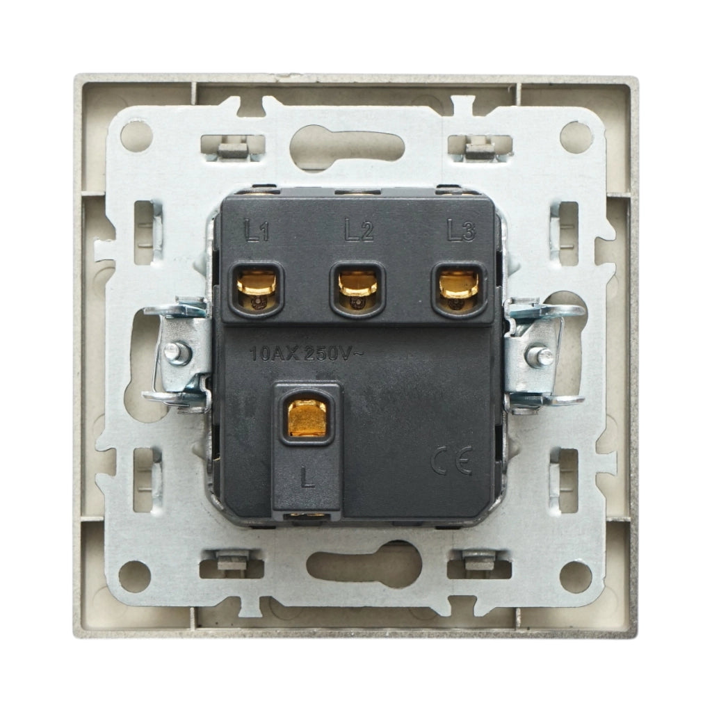 Interruttore triplo da incasso nero 220V, 10AX, ABS 80x80mm