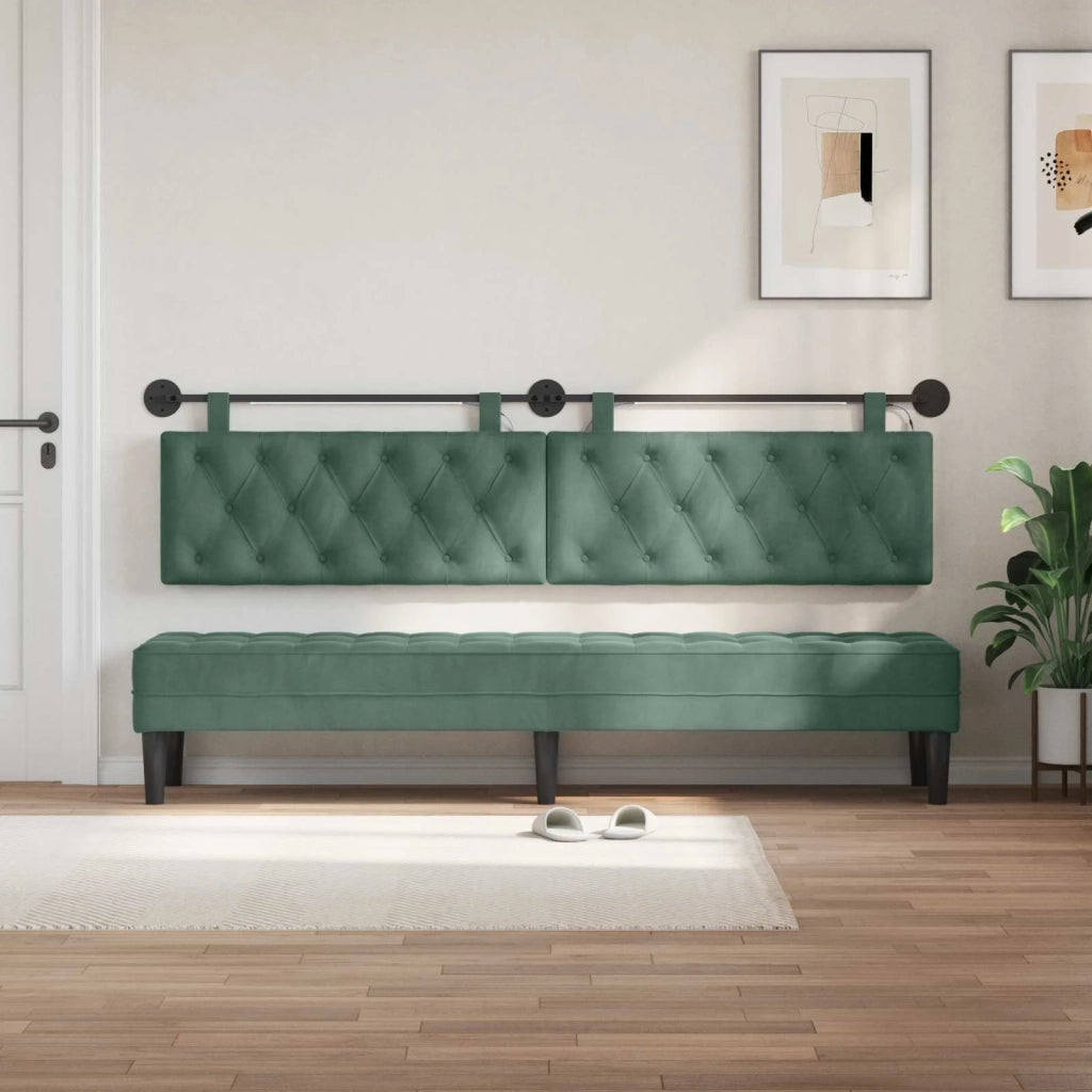 Testiera | Testata sospesa Con luce LED Verde Mare Velluto