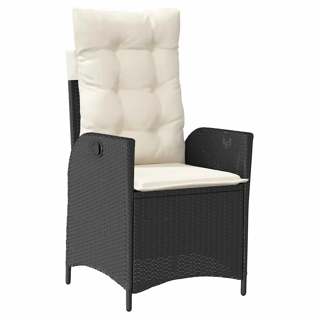 Set da Pranzo per Giardino con cuscino 7 pcs Nero polyrattan