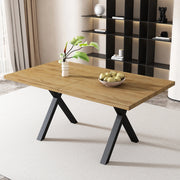 Tavolo da Pranzo Rettangolare ¨C MINIMAL ¨C Piano Rovere/Nero, Gambe Incrociate in Metallo, 140x80x76 cm