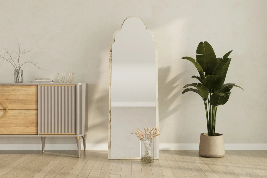 Vitta, Specchio Forma Rettangolare, 50x160h cm Bianco Marmo