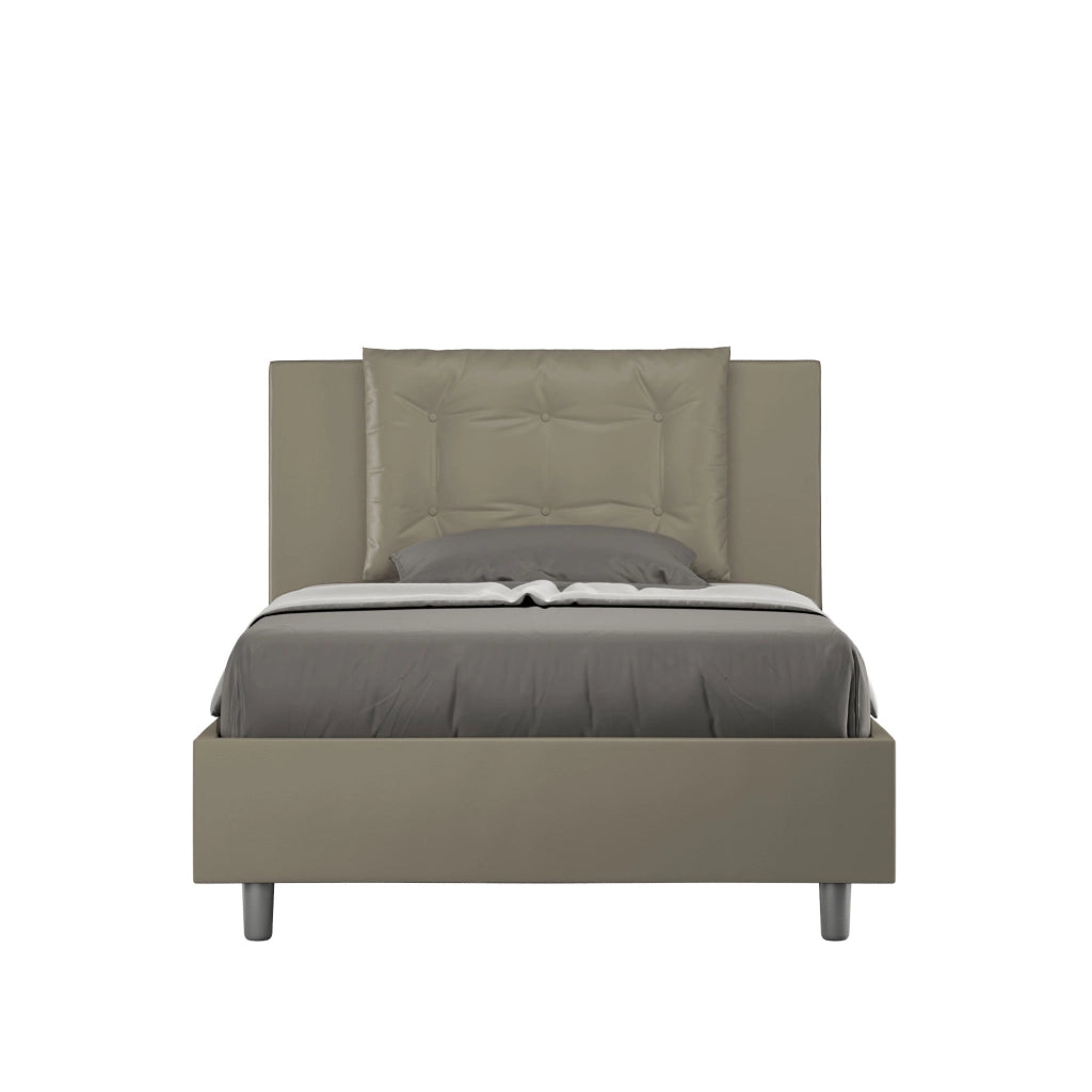 BS COM Letto una piazza e mezza senza rete imbottito 120x190 similpelle cappuccino