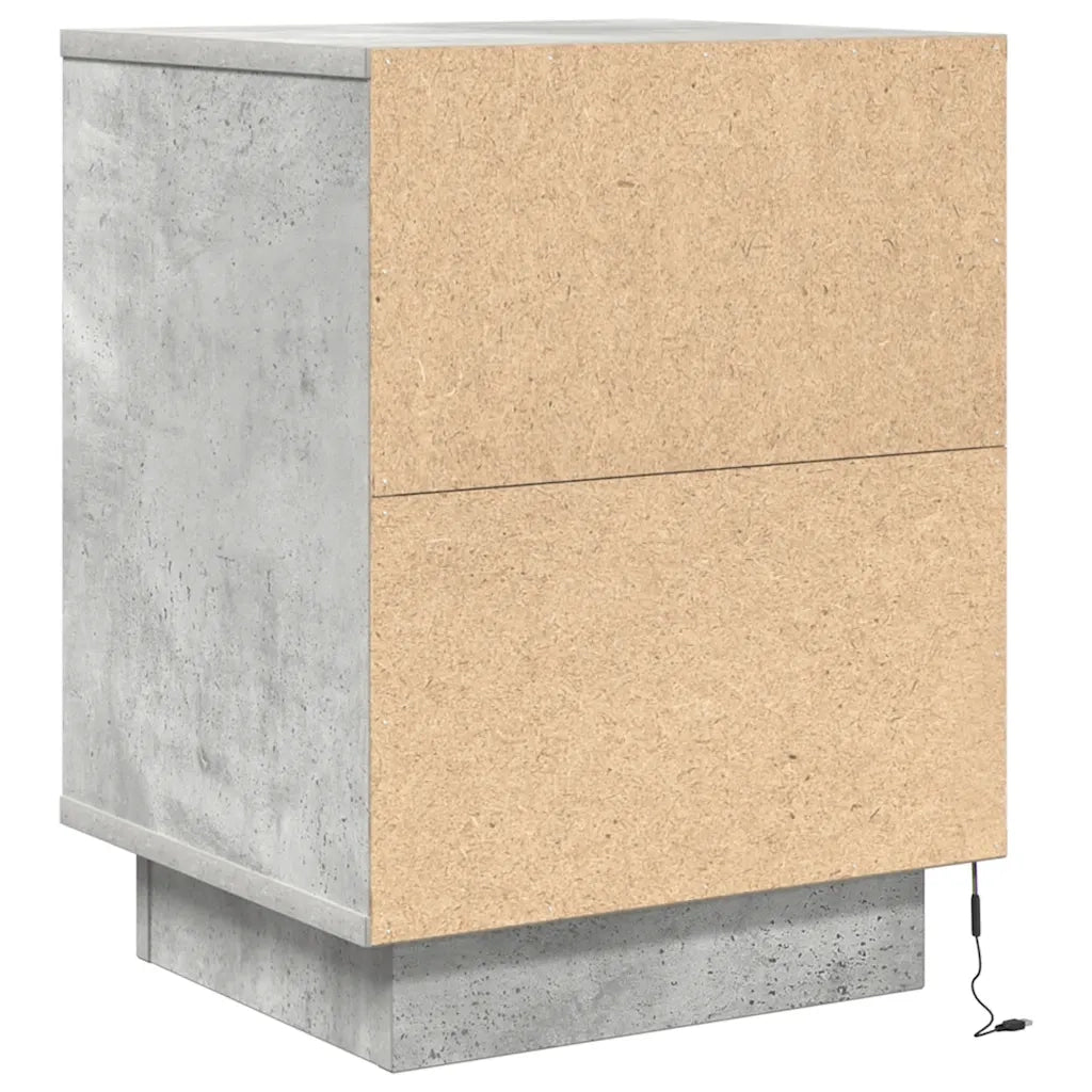 Comodini con Luci a LED 2 pz Grigio Cemento 38x34x50 cm 861272