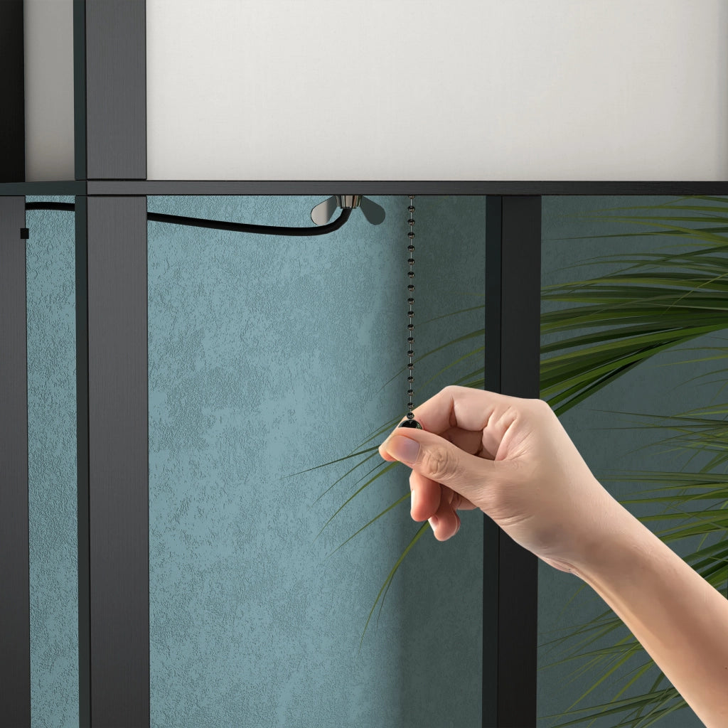 Lampada da Terra con Ripiani ¨C Xylo ¨C Legno Nero E27